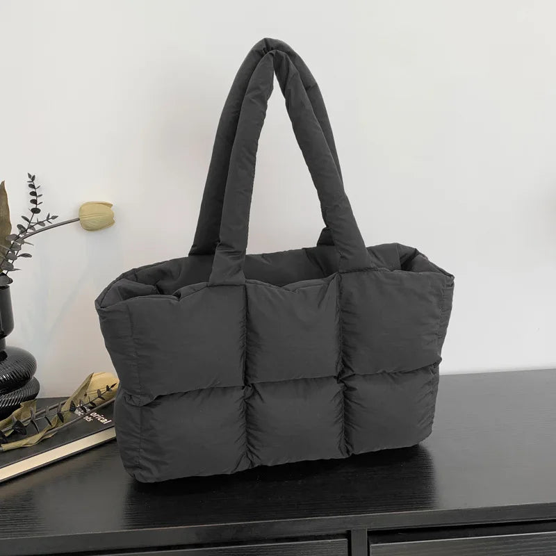 Sac Tote Matelassé à Carreaux Femme – Grande Capacité, Style Rétro, Bandoulière Douce