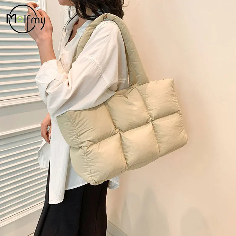 Sac Tote Matelassé à Carreaux Femme – Grande Capacité, Style Rétro, Bandoulière Douce