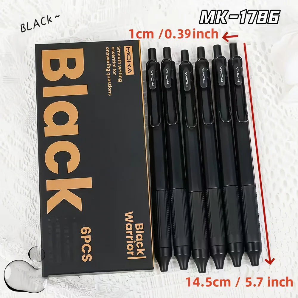 Premium Black Gel Pens – 6-Pack