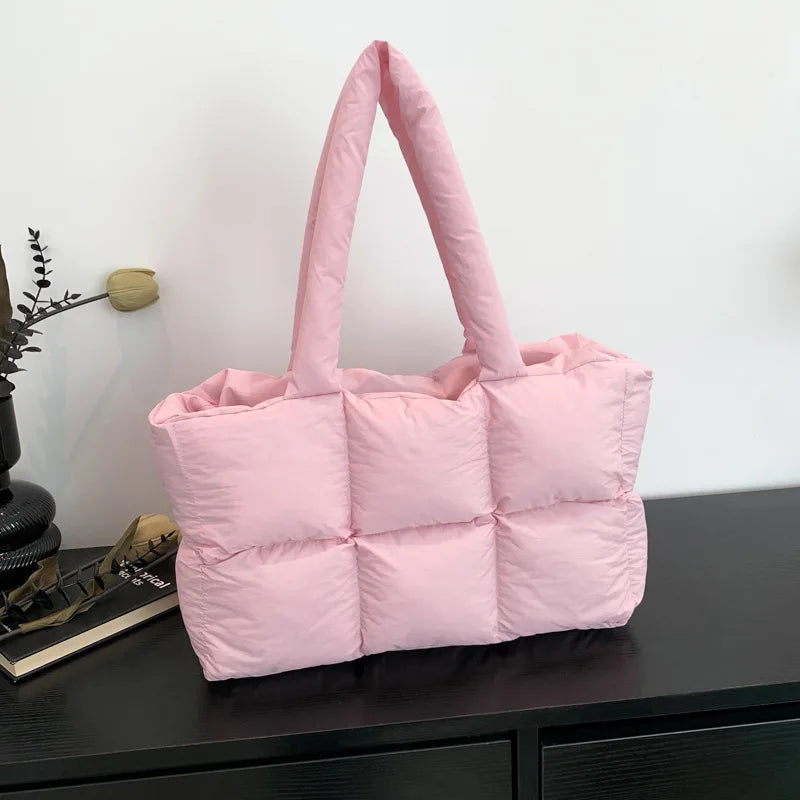 Sac Tote Matelassé à Carreaux Femme – Grande Capacité, Style Rétro, Bandoulière Douce