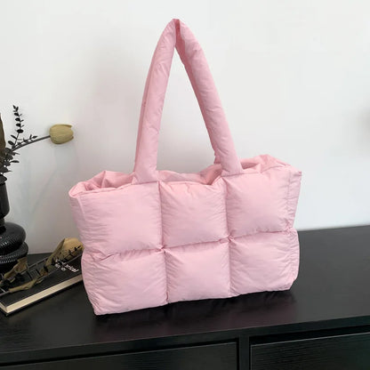 Sac Tote Matelassé à Carreaux Femme – Grande Capacité, Style Rétro, Bandoulière Douce