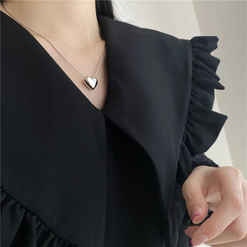 Collier Cœur Asymétrique en Argent 925 – Style Hip Hop, Bijou Femme, Idée Cadeau