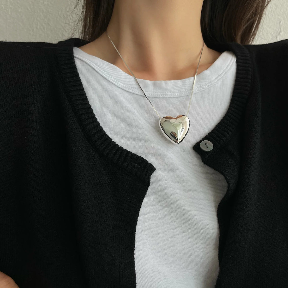 Collier Cœur Asymétrique en Argent 925 – Style Hip Hop, Bijou Femme, Idée Cadeau