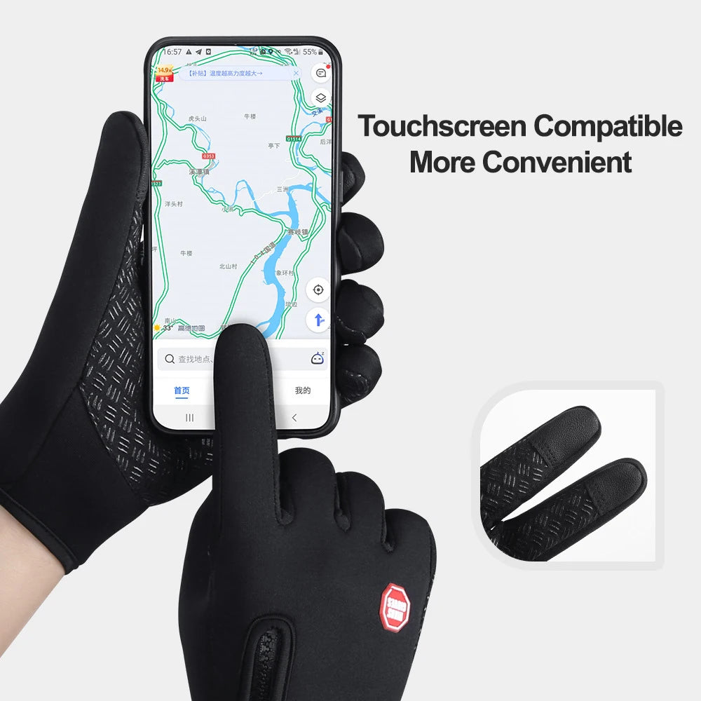 Winter Fleece‑Lined Cycling Gloves