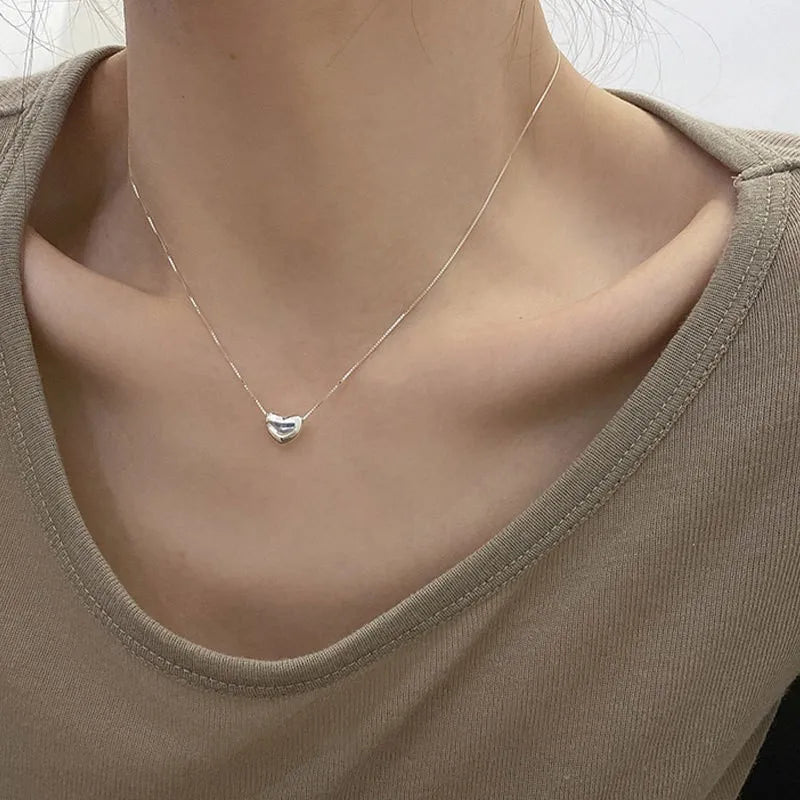 Collier Cœur Asymétrique en Argent 925 – Style Hip Hop, Bijou Femme, Idée Cadeau