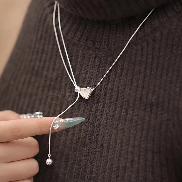 Collier Cœur Asymétrique en Argent 925 – Style Hip Hop, Bijou Femme, Idée Cadeau