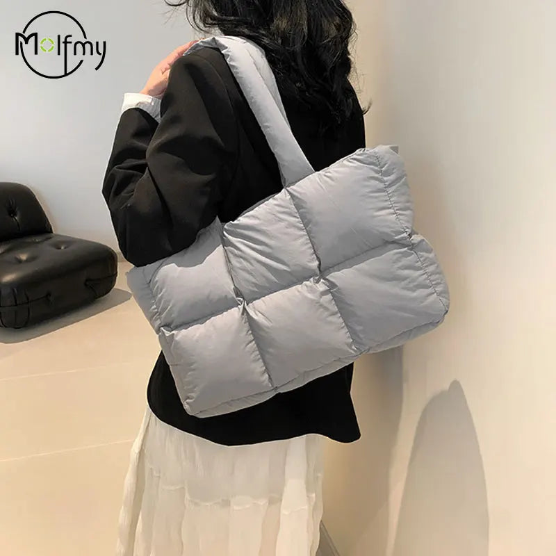 Sac Tote Matelassé à Carreaux Femme – Grande Capacité, Style Rétro, Bandoulière Douce
