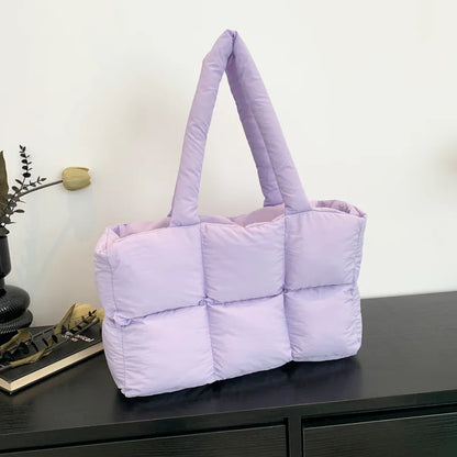 Sac Tote Matelassé à Carreaux Femme – Grande Capacité, Style Rétro, Bandoulière Douce