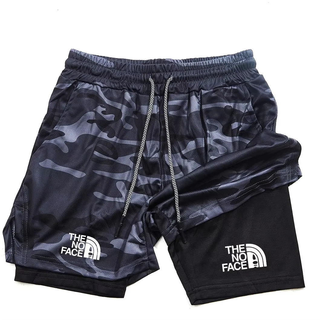 Men's 2-in-1 Printed Running Shorts with Phone Pocket