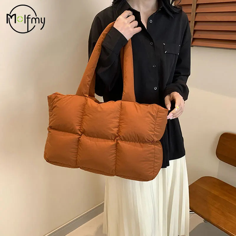 Sac Tote Matelassé à Carreaux Femme – Grande Capacité, Style Rétro, Bandoulière Douce