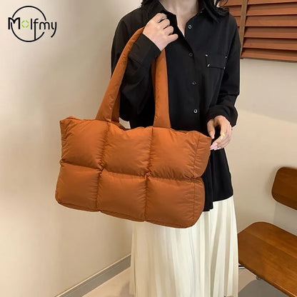Sac Tote Matelassé à Carreaux Femme – Grande Capacité, Style Rétro, Bandoulière Douce