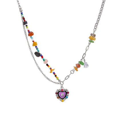 Collier Cœur Asymétrique en Argent 925 – Style Hip Hop, Bijou Femme, Idée Cadeau