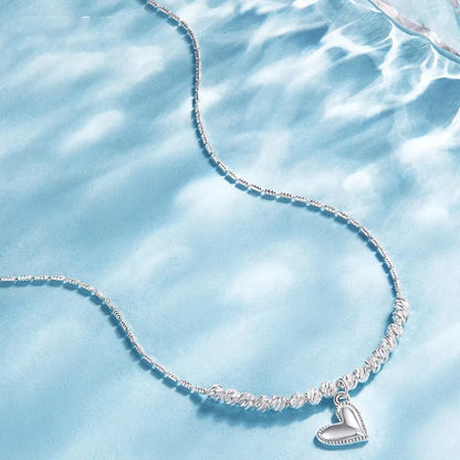 Collier Cœur Asymétrique en Argent 925 – Style Hip Hop, Bijou Femme, Idée Cadeau