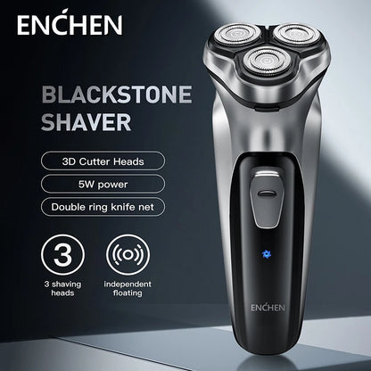 Rasoir Électrique Rotatif ENCHEN Blackstone – 3 Têtes Flottantes, USB-C, 85 Min d'Autonomie