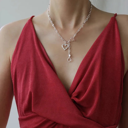 Collier Cœur Asymétrique en Argent 925 – Style Hip Hop, Bijou Femme, Idée Cadeau