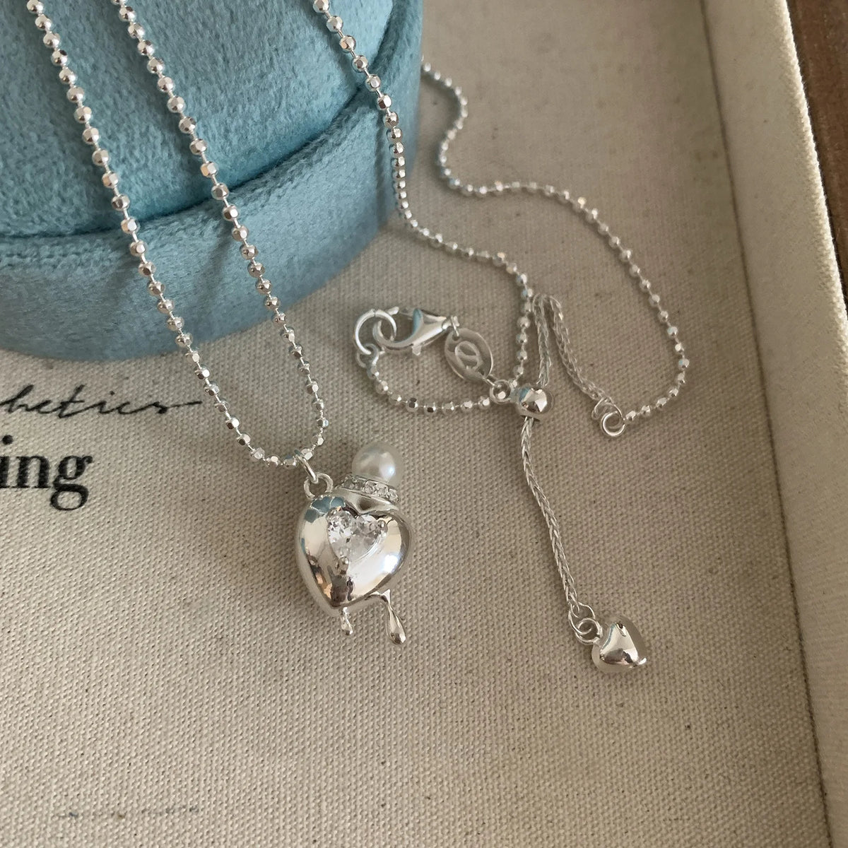 Collier Cœur Asymétrique en Argent 925 – Style Hip Hop, Bijou Femme, Idée Cadeau