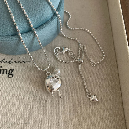 Collier Cœur Asymétrique en Argent 925 – Style Hip Hop, Bijou Femme, Idée Cadeau