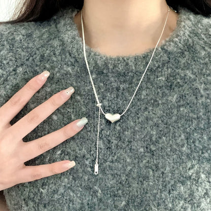 Collier Cœur Asymétrique en Argent 925 – Style Hip Hop, Bijou Femme, Idée Cadeau