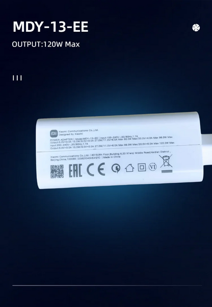 Chargeur Xiaomi Original 120W GaN – Charge Turbo USB-C, Compatible Xiaomi Redmi Mi Series