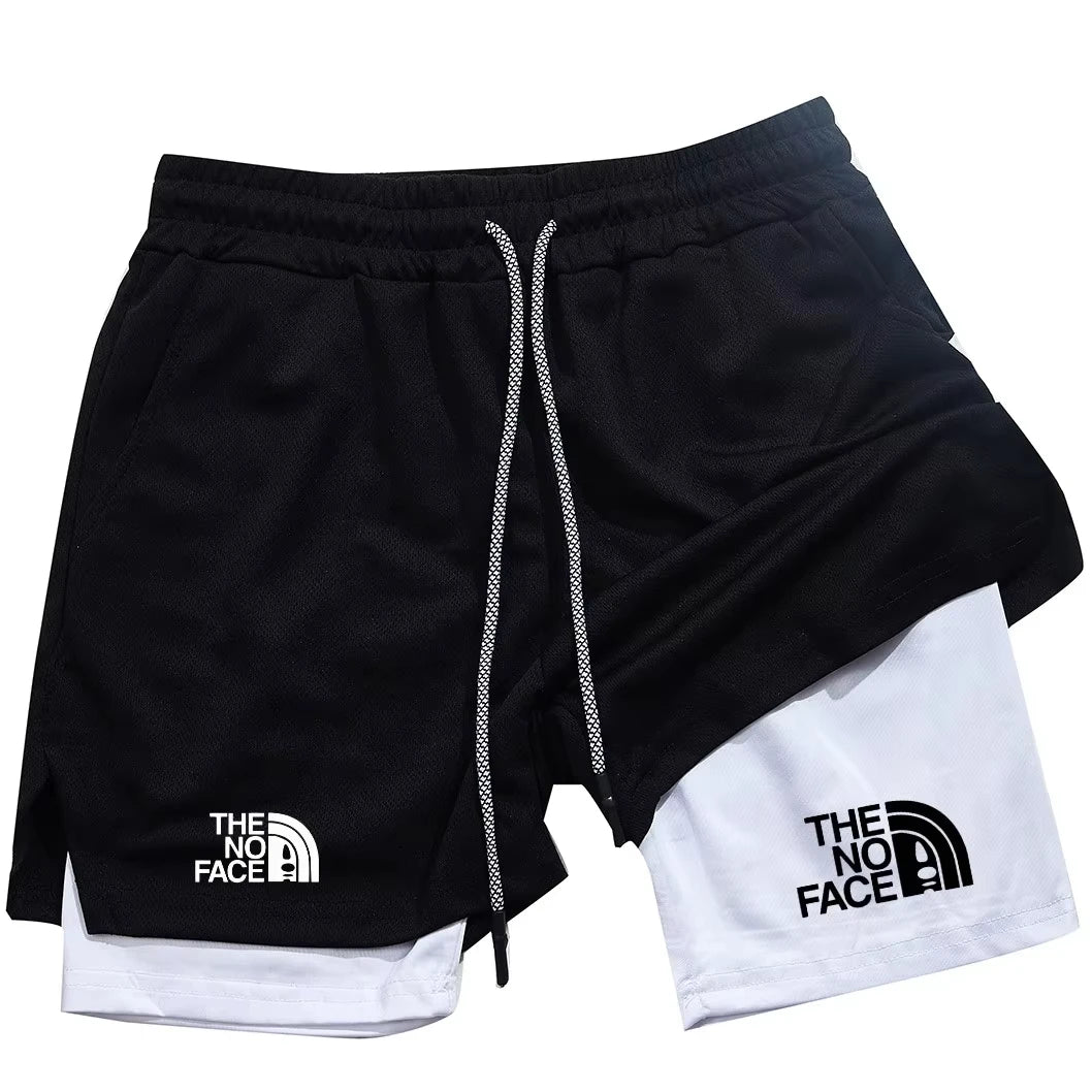 Men's 2-in-1 Printed Running Shorts with Phone Pocket