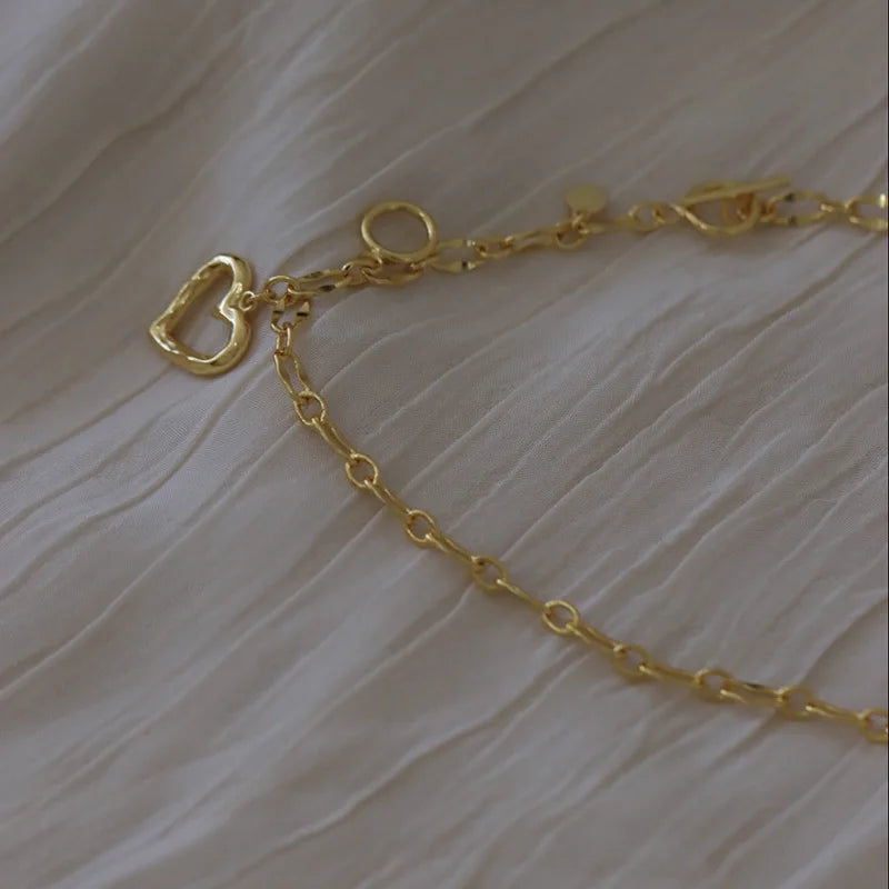 Collier Cœur Asymétrique en Argent 925 – Style Hip Hop, Bijou Femme, Idée Cadeau