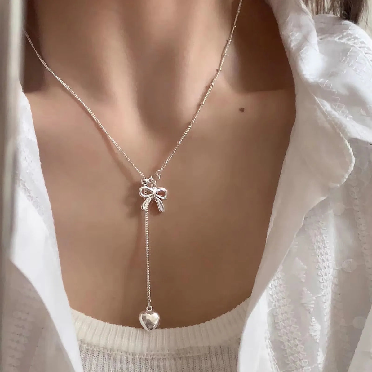 Collier Cœur Asymétrique en Argent 925 – Style Hip Hop, Bijou Femme, Idée Cadeau