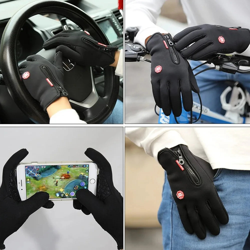 Winter Fleece‑Lined Cycling Gloves