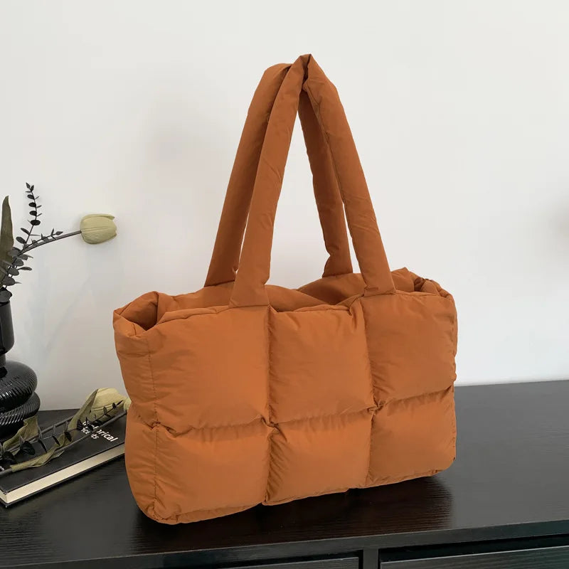 Sac Tote Matelassé à Carreaux Femme – Grande Capacité, Style Rétro, Bandoulière Douce